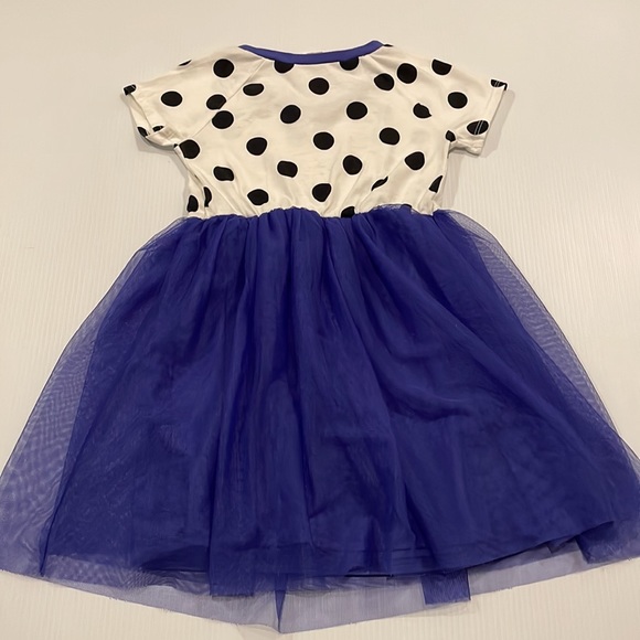 Sequined heart, off white polka dot dress, purple/blue tool bottom. Size small - Picture 5 of 6